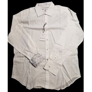 Robert Graham Rutland Solid White Linen Cotton LS Shirt NWT $198
